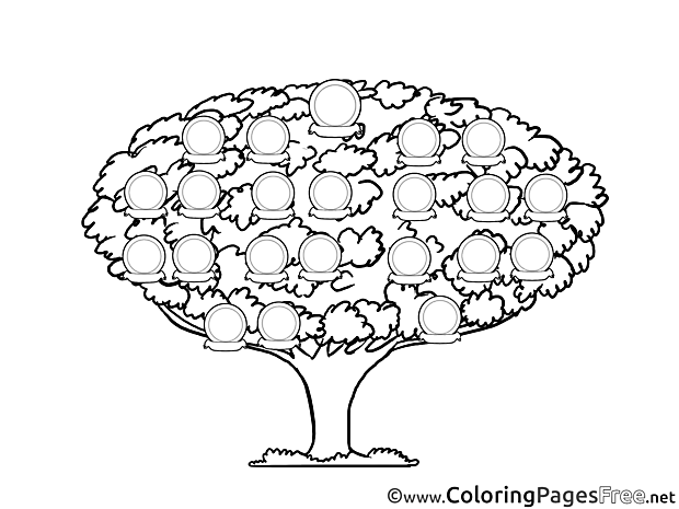 Tree Family Kids free Coloring Page