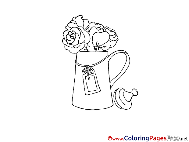 Vase with Roses for Children free Coloring Pages