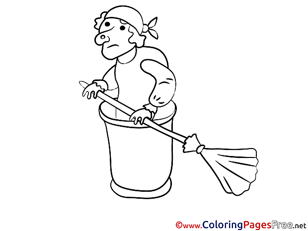 Witch with Broom for Kids printable Colouring Page