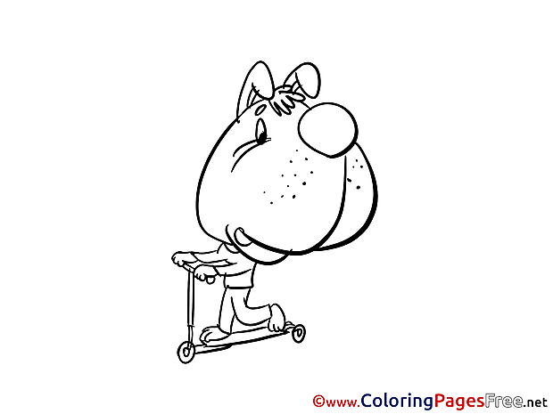 Scooter Dog Rides download Colouring Sheet free
