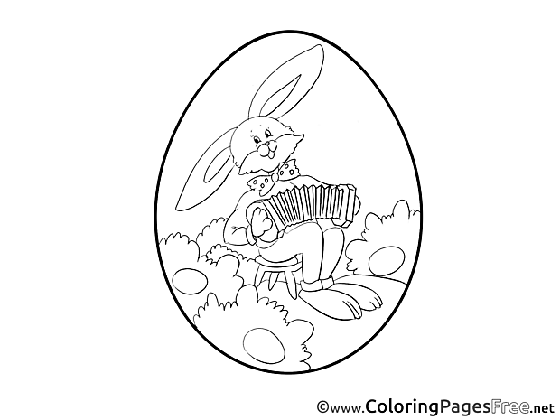 Accordion Bunny printable Coloring Pages Easter