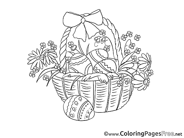Basket with Eggs Children Easter Colouring Page