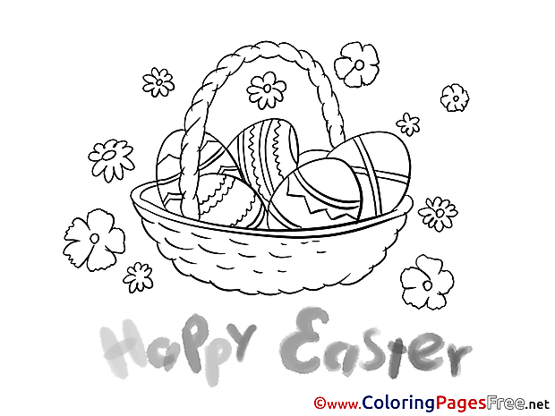 Basket with Eggs Easter free Coloring Pages
