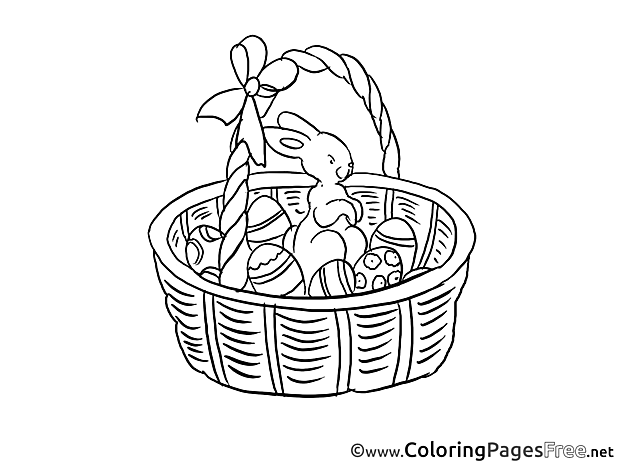 Basket with Rabbit Easter Colouring Sheet free