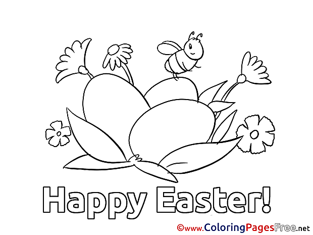 Bee sits on Egg download Easter Coloring Pages