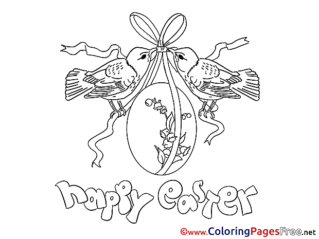 Birds with Egg Easter Coloring Pages free