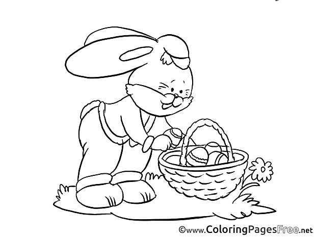 Bunny takes Egg Colouring Sheet download Easter