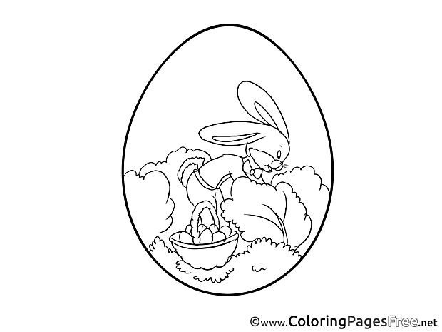 Bushes Hare Easter Coloring Pages free