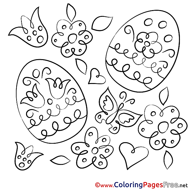 Butterfly Eggs Easter free Coloring Pages