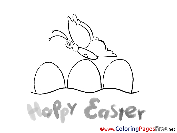 Butterfly Eggs Easter free Coloring Pages