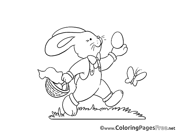 Butterfly Hare for Kids Easter Colouring Page