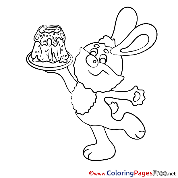 Cake Bunny Easter Colouring Sheet free