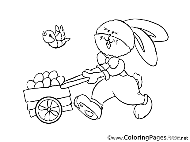 Cart Bunny for Kids Easter Colouring Page