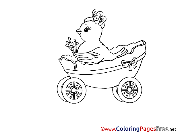 Cart Chicken Colouring Page Easter free