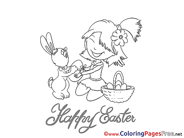 Celebration Children Easter Colouring Page