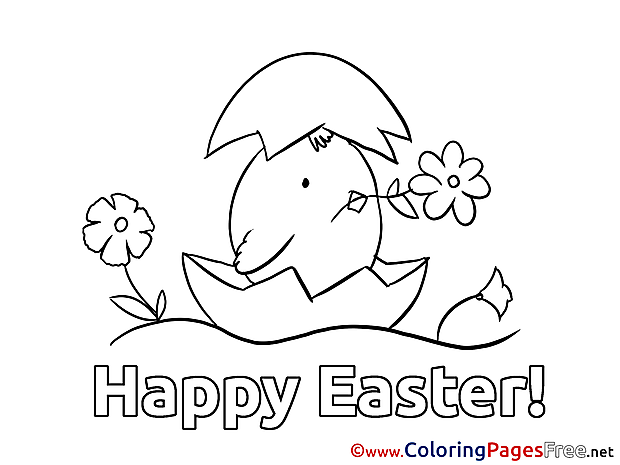 Chicken in Egg Easter Coloring Pages free