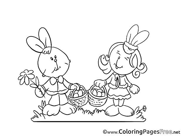 Couple Hares free Easter Coloring Sheets