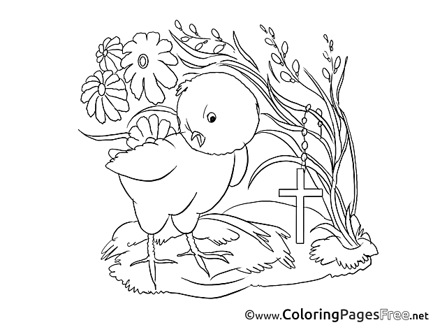 Cross Chicken Kids Easter Coloring Page