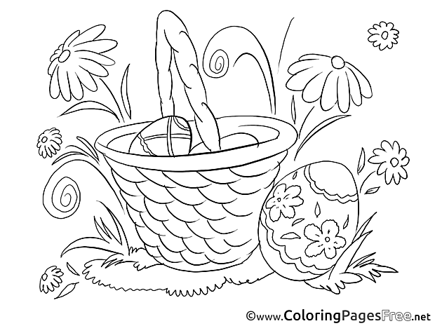 Flowers Basket Coloring Pages Easter