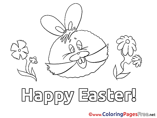 Happy Easter Children Easter Colouring Page