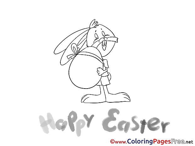 Hare with Egg for Kids Easter Colouring Page