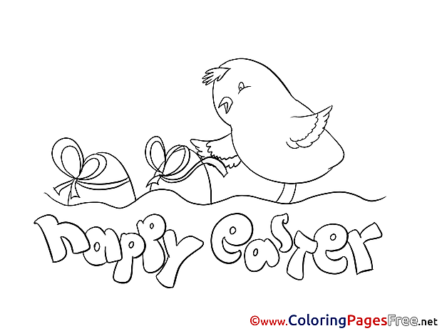 Holiday Chicken for Kids Easter Colouring Page