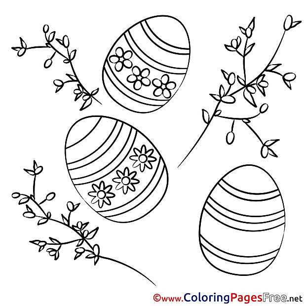 Kids Easter Eggs Coloring Page