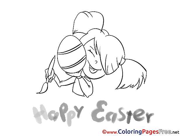 Painter Girl free Easter Coloring Sheets