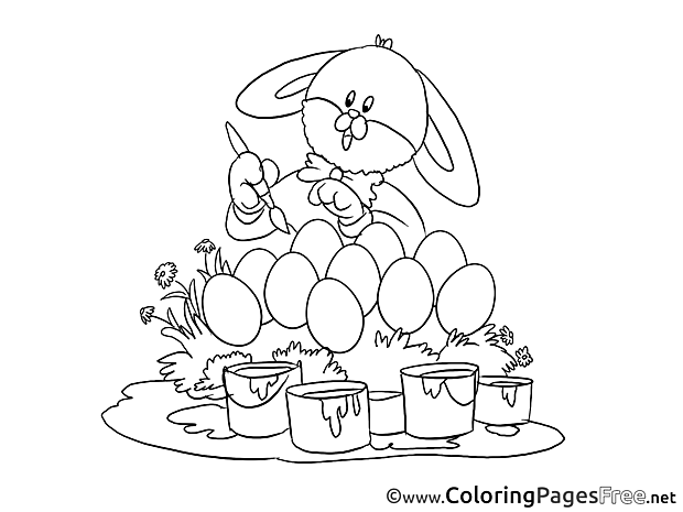 Painter Hare Coloring Pages Easter