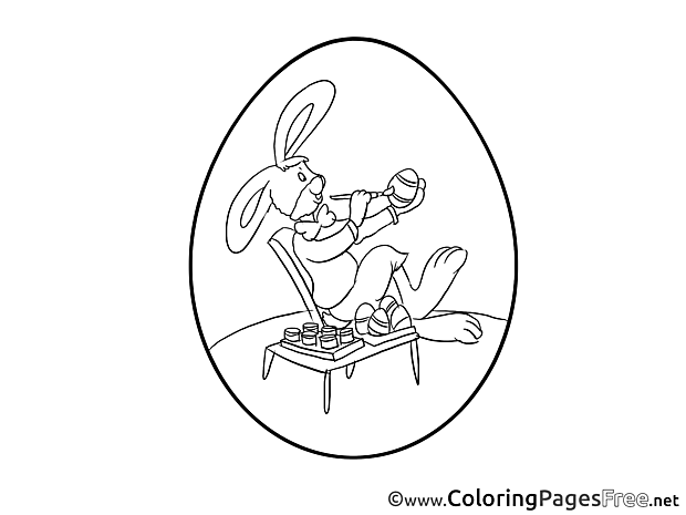 Pipe Hare Coloring Sheets Easter free