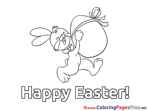 Rabbit carries Egg free Colouring Page Easter