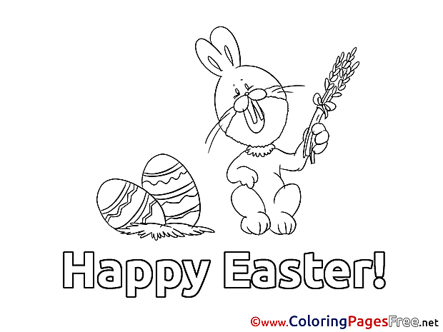 Rabbit with Wheat Easter free Coloring Pages