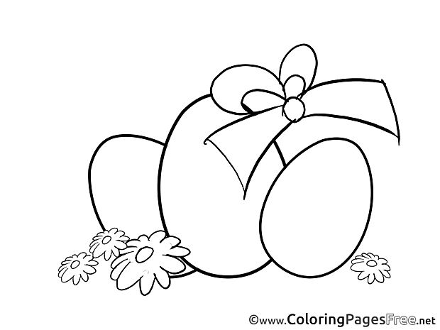 Ribbon Eggs Coloring Sheets Easter free