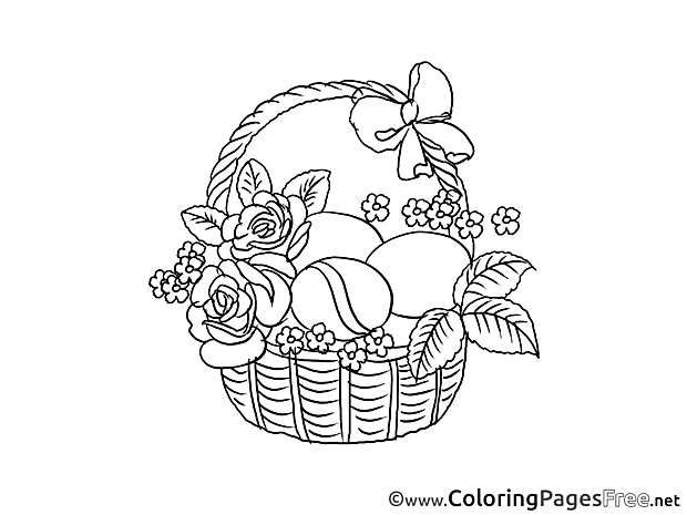 Roses in Basket Children Easter Colouring Page