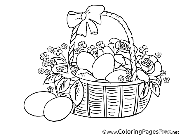 Roses in Basket Colouring Sheet download Easter