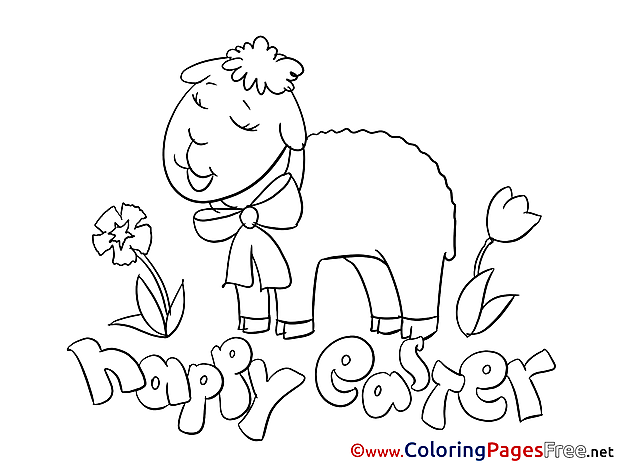Sheep in Flowers Easter Coloring Pages download