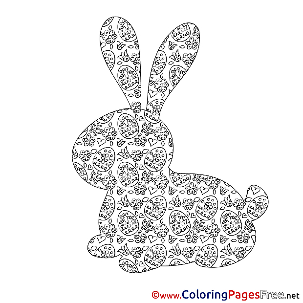 Silhouette Bunny  Colouring Sheet download Easter