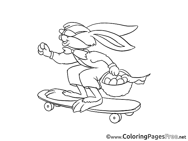 Skateboard Hare Coloring Pages Easter