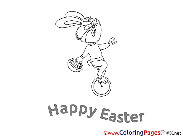 Unicycle Rabbit Coloring Pages Easter