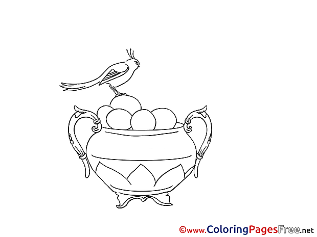 Vase Bird Easter Coloring Pages free