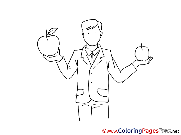 Apples Buisnessman for Kids printable Colouring Page