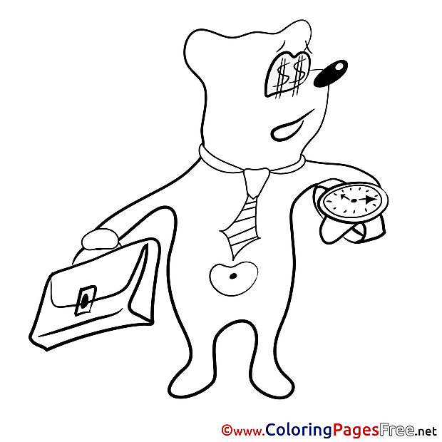 Bear Businessman Colouring Page printable free
