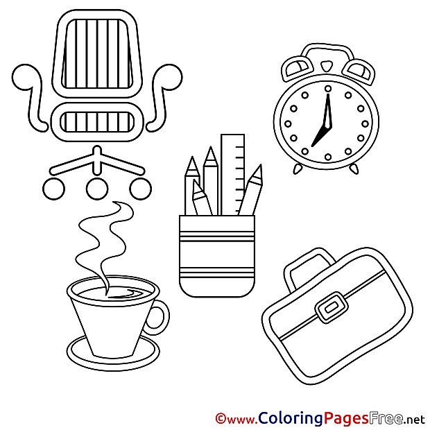 Coffee Clock Kids download Coloring Pages
