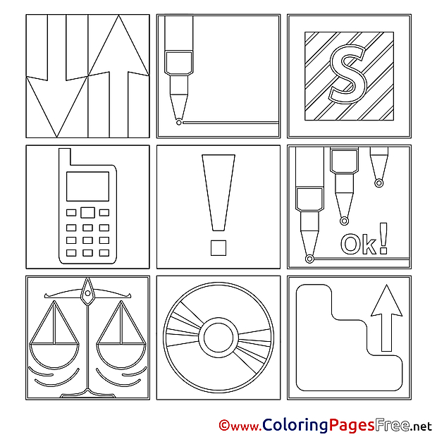 Illustrations Office for Kids printable Colouring Page