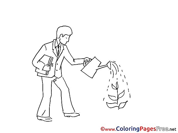 Job Man pours Plant printable Coloring Sheets download