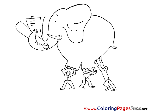 Ladder Elephant Kids free Coloring Page