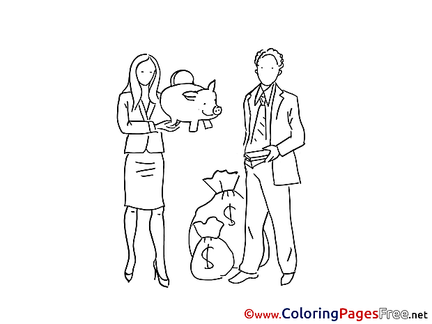 Piggy Bank Money Kids free Coloring Page