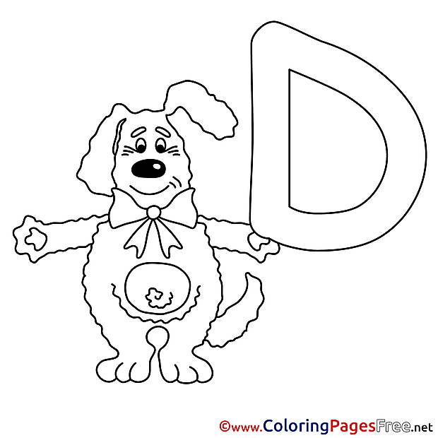 Dog free Colouring Page Alphabet