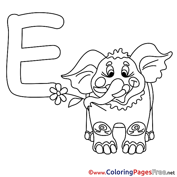 Elephant Alphabet Coloring Pages free