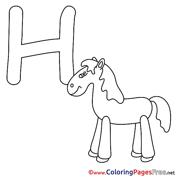Horse download Alphabet Coloring Pages